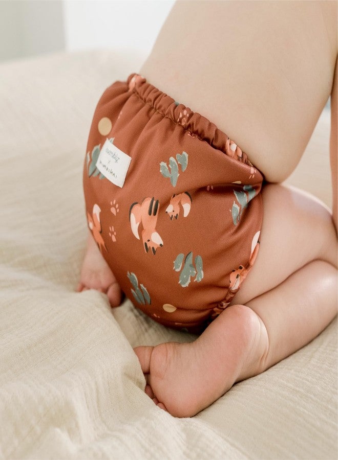 Esembly Cloth Diaper Bundle Set - 3 Organic Cotton Absorbent Inners and 1 Waterproof Outer Diaper Cover - Reusable, Washable, Snap Closure Cloth Diapers - Size 2 (18-35lbs), Foxes - Image 2